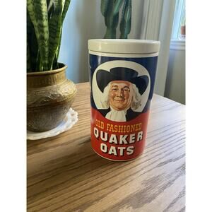 Vintage Old Fashioned Quaker Oats Ceramic Cookie Jar Canister Regal China